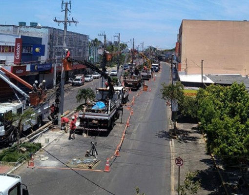 Mercúrio atua na melhoria da rede elétrica no centro de Sapucaia