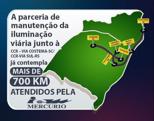 Mercúrio é líder em manutenção da iluminação viária do Rio Grande do Sul até Santa Catarina!